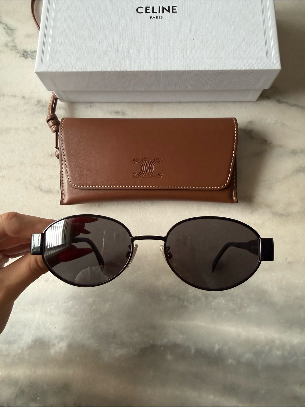 CELINE Triomphe Metal Round Sunglasses, 54mm - Picture 10 of 12